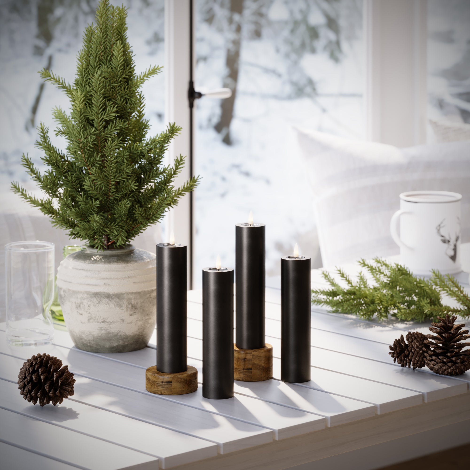 LED bloková světla Ø 5 x 20 cm Černá - 4 ks