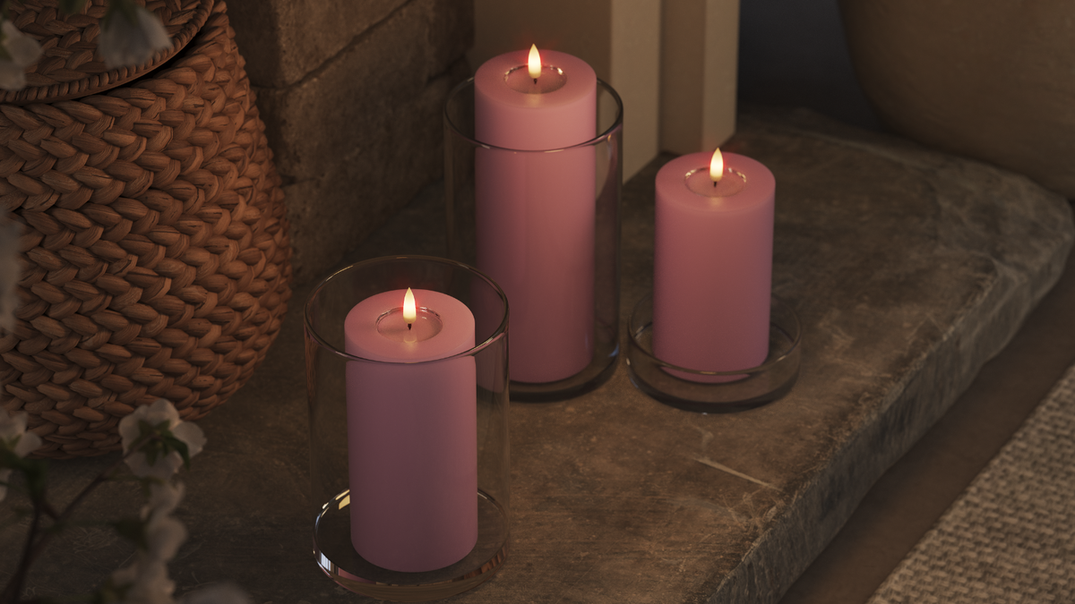 LED Blokker lys med naturtro LED flamme