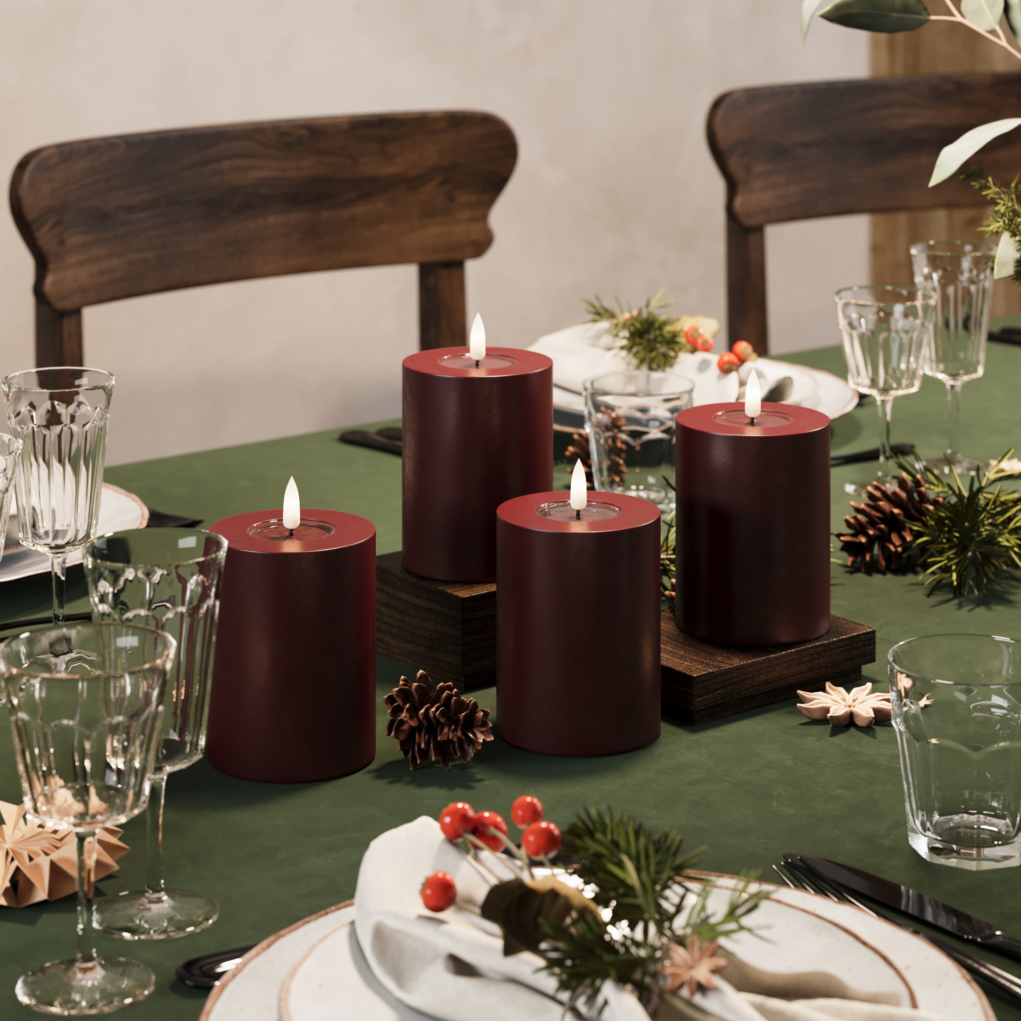 LED Blocklight Ø 7,5 x 10 cm Burgund - 4 szt