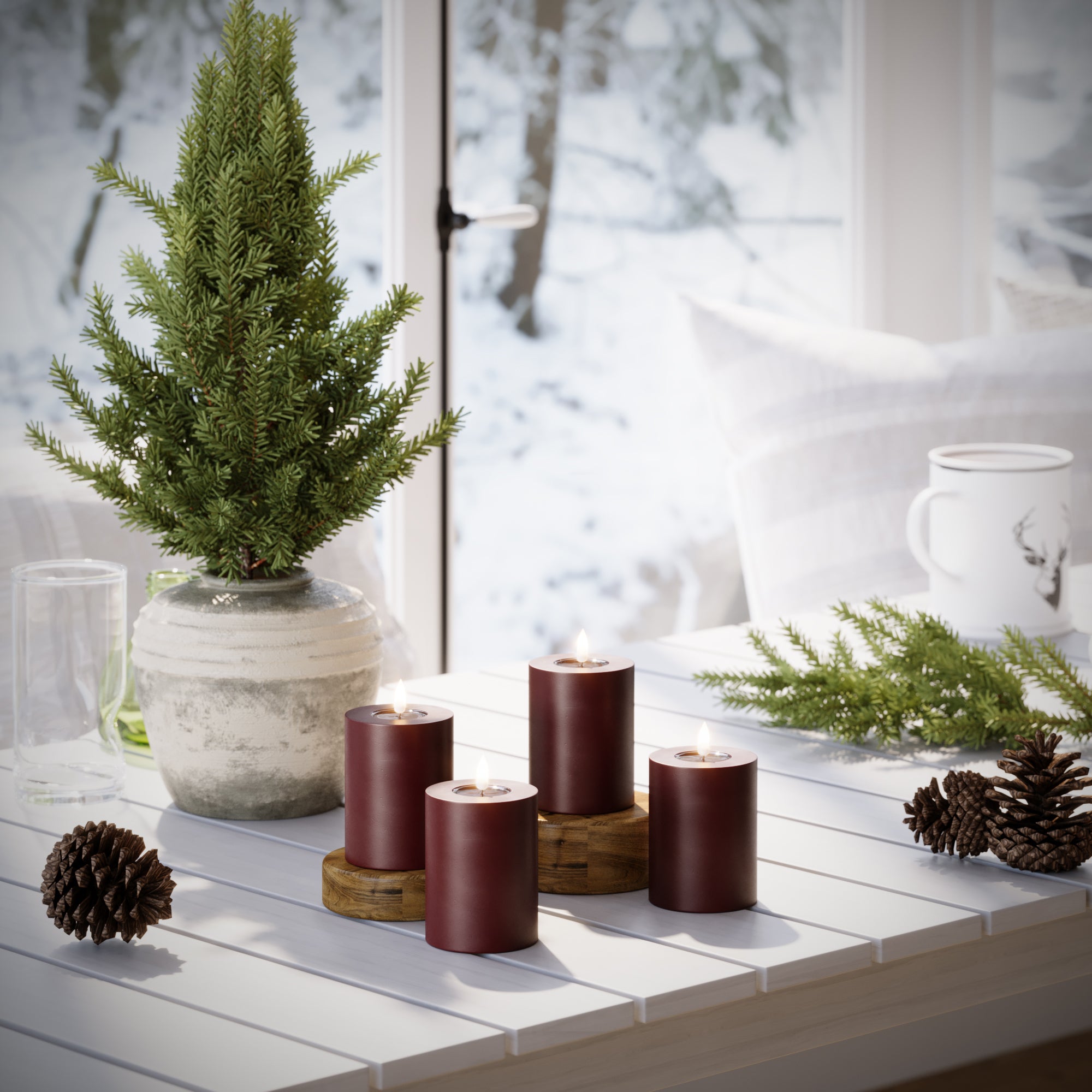 LED Blocklight Ø 7,5 x 10 cm Burgund - 4 szt