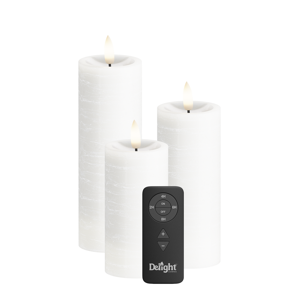 LEDs Vela pilar Pacote de 3, Ø 5 x 10/12,5/15 cm Branco