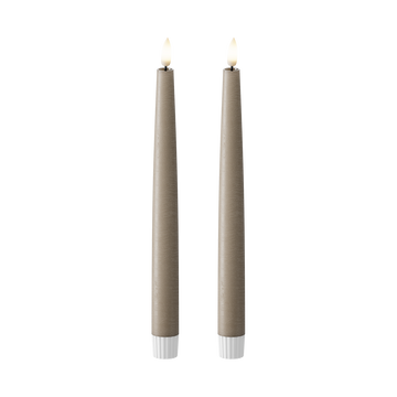 LED Kronelys 2 stk, Ø 2,2 x 25 cm Mokka