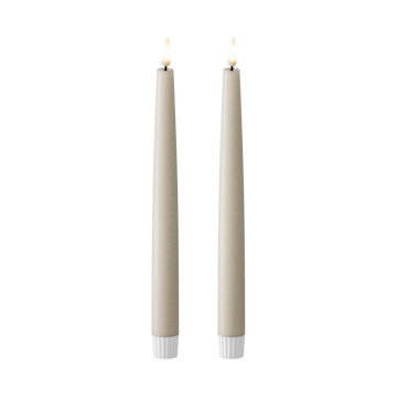 LED Kronelys 2 stk, Ø 2,2 x 25 cm Sand