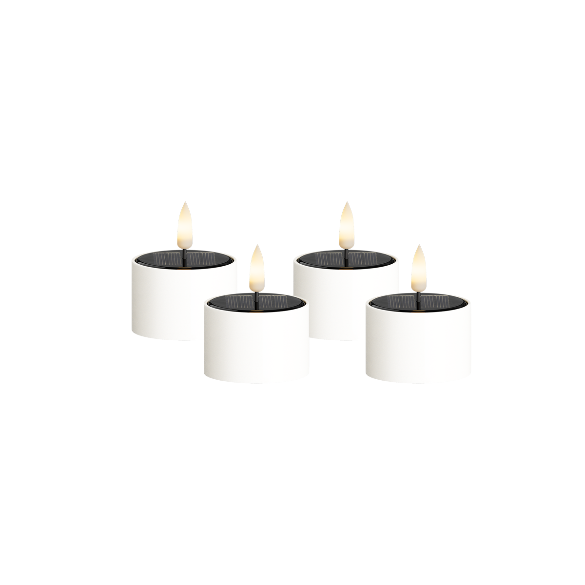 Solcelle LED Telys 4 stk, Ø 5,3 x 3,5 cm Hvit