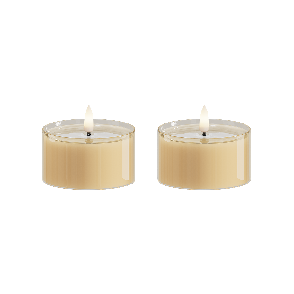 LED Świeczniki do herbaty w szkle 2 szt., Ø 7,5 x 4,3 cm Bursztynowe