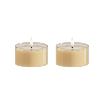 LED Świeczniki do herbaty w szkle 2 szt., Ø 7,5 x 4,3 cm Bursztynowe