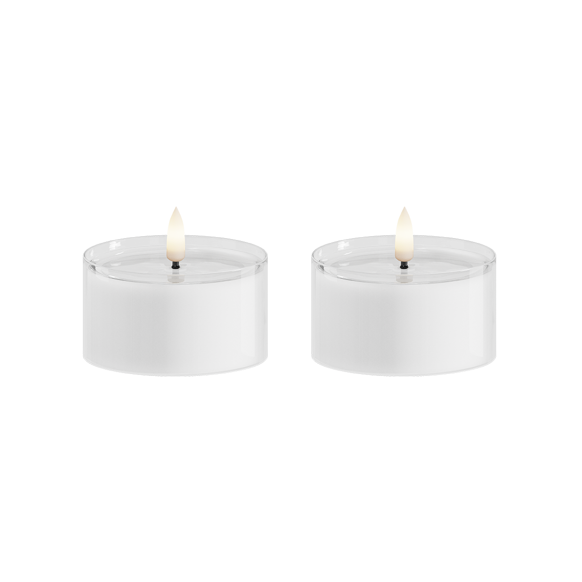 LEDs Vela de chá em vidro 2 unid., Ø 7,5 x 4,3 cm Branco