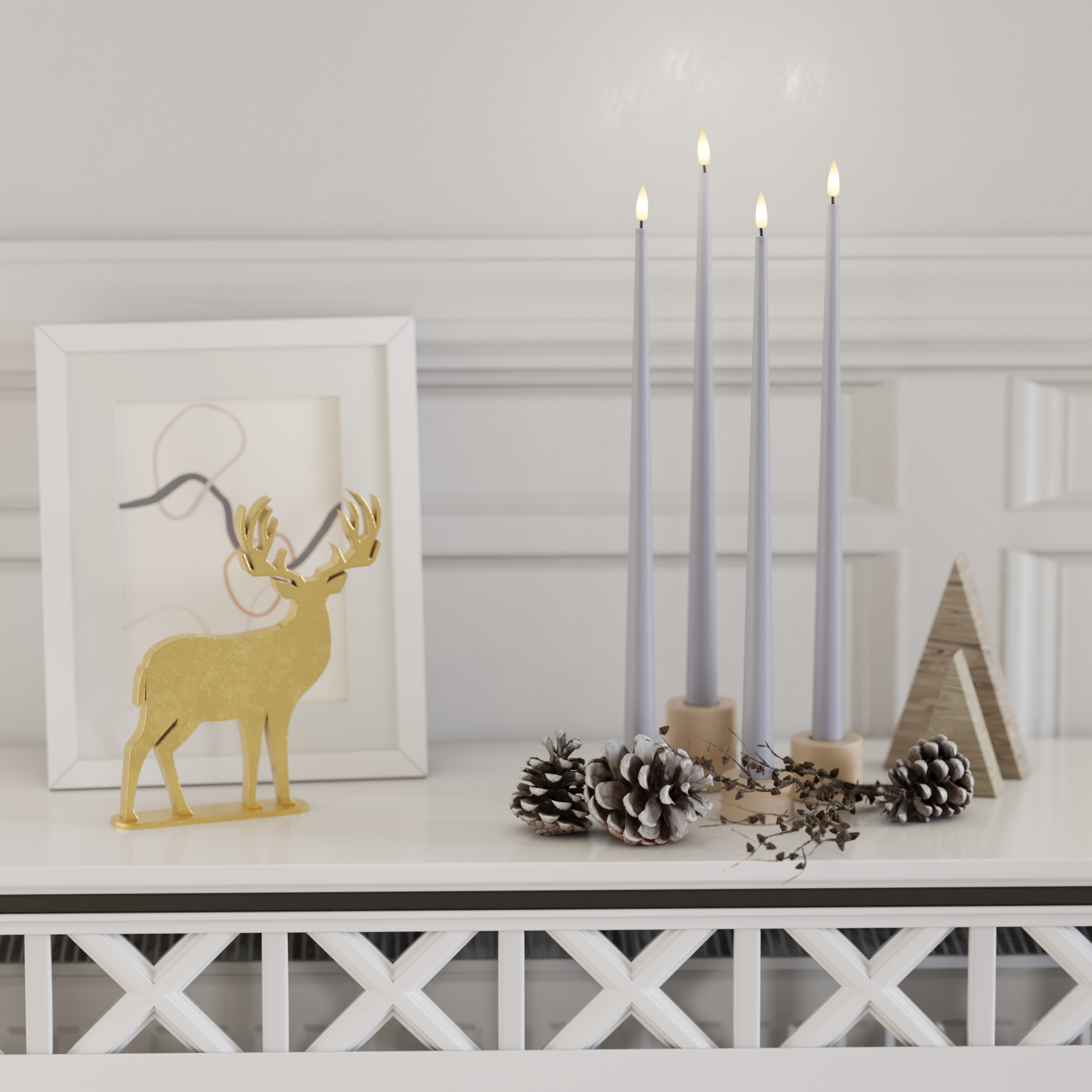 Deluxe Homeart LED Pakiet ze świecami – Przygaszony niebieski - 4 sztuki 38 cm 2