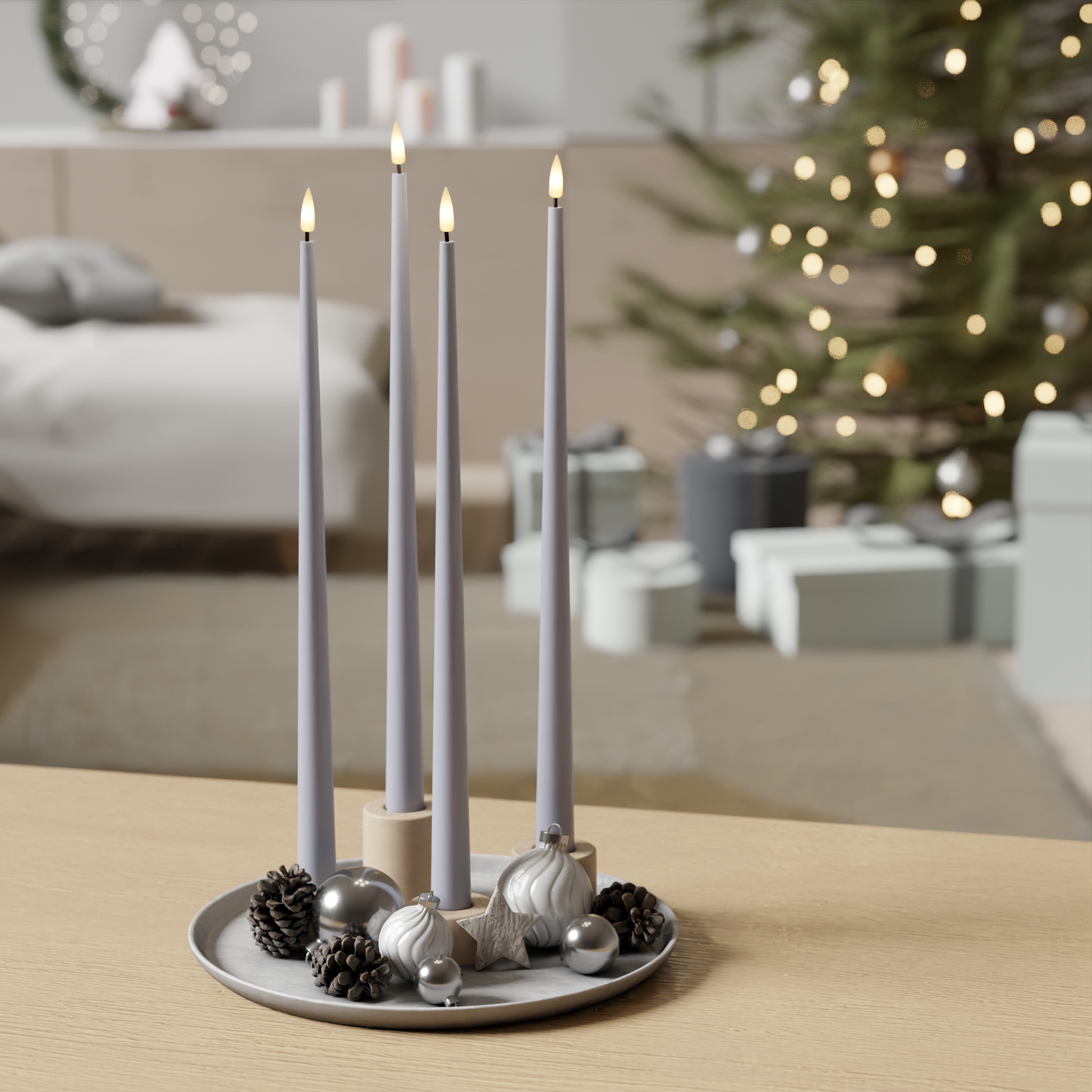 Deluxe Homeart LED Pakiet ze świecami – Przygaszony niebieski - 4 sztuki 38 cm 1