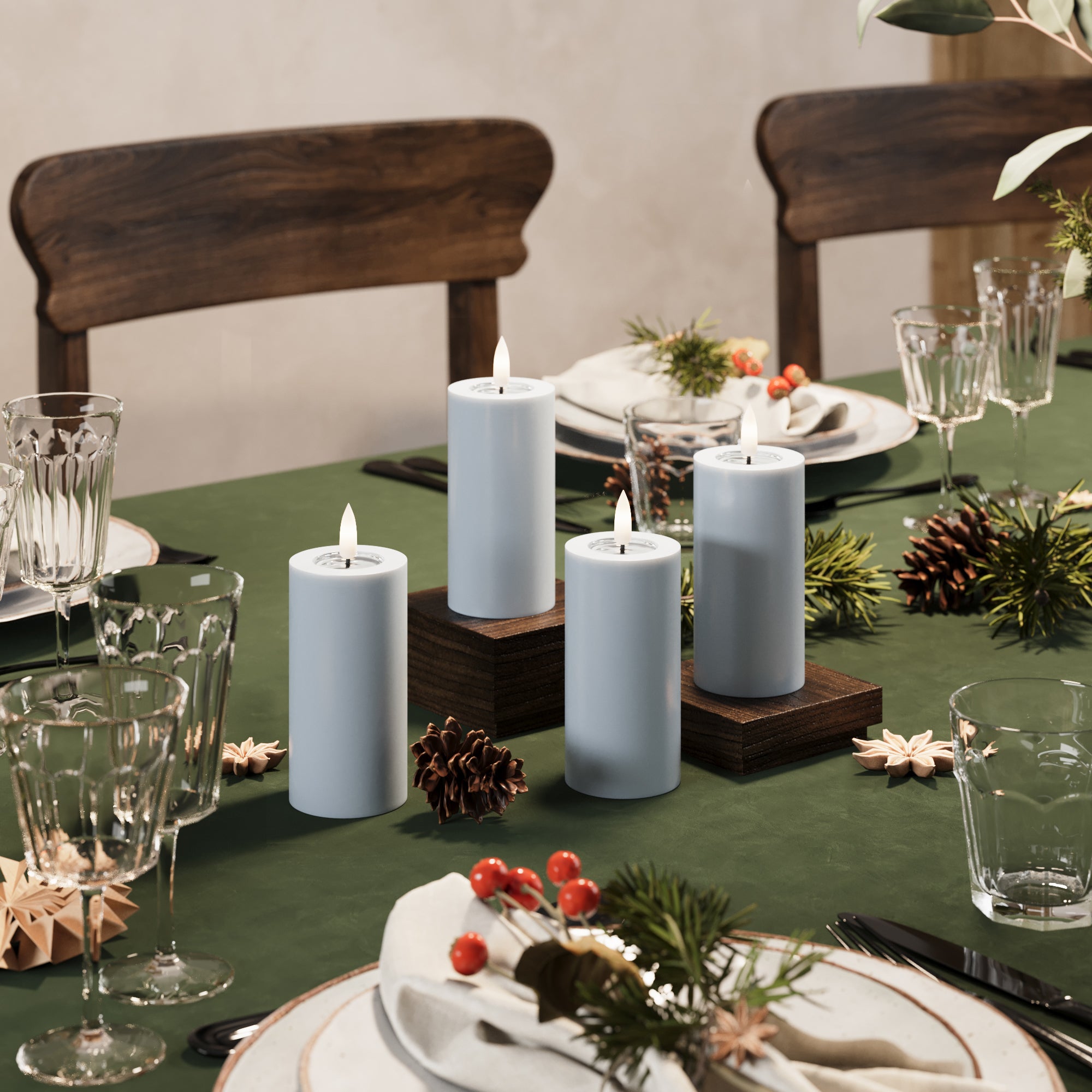 LED Blocklight Ø 5 x 10 cm Støvet blå - 4 stk