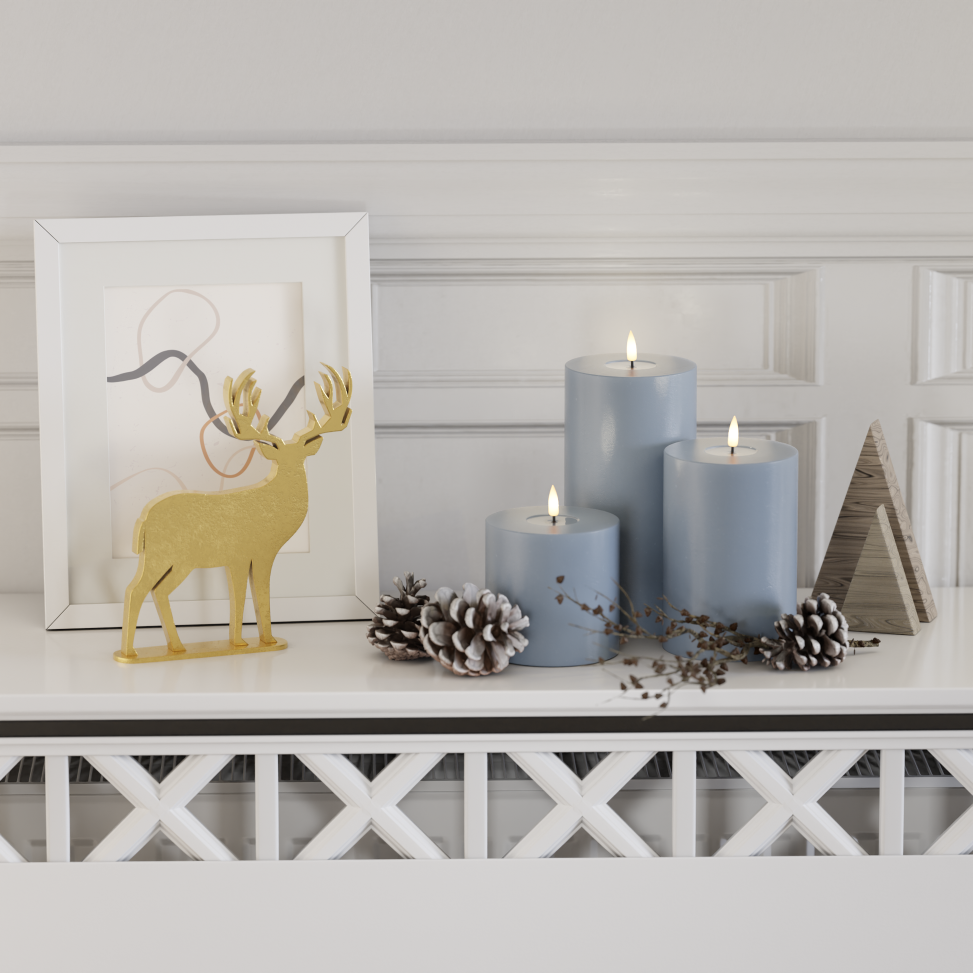 Deluxe Homeart Isblå bloklys pakke 10 x 10, 15, 20 2