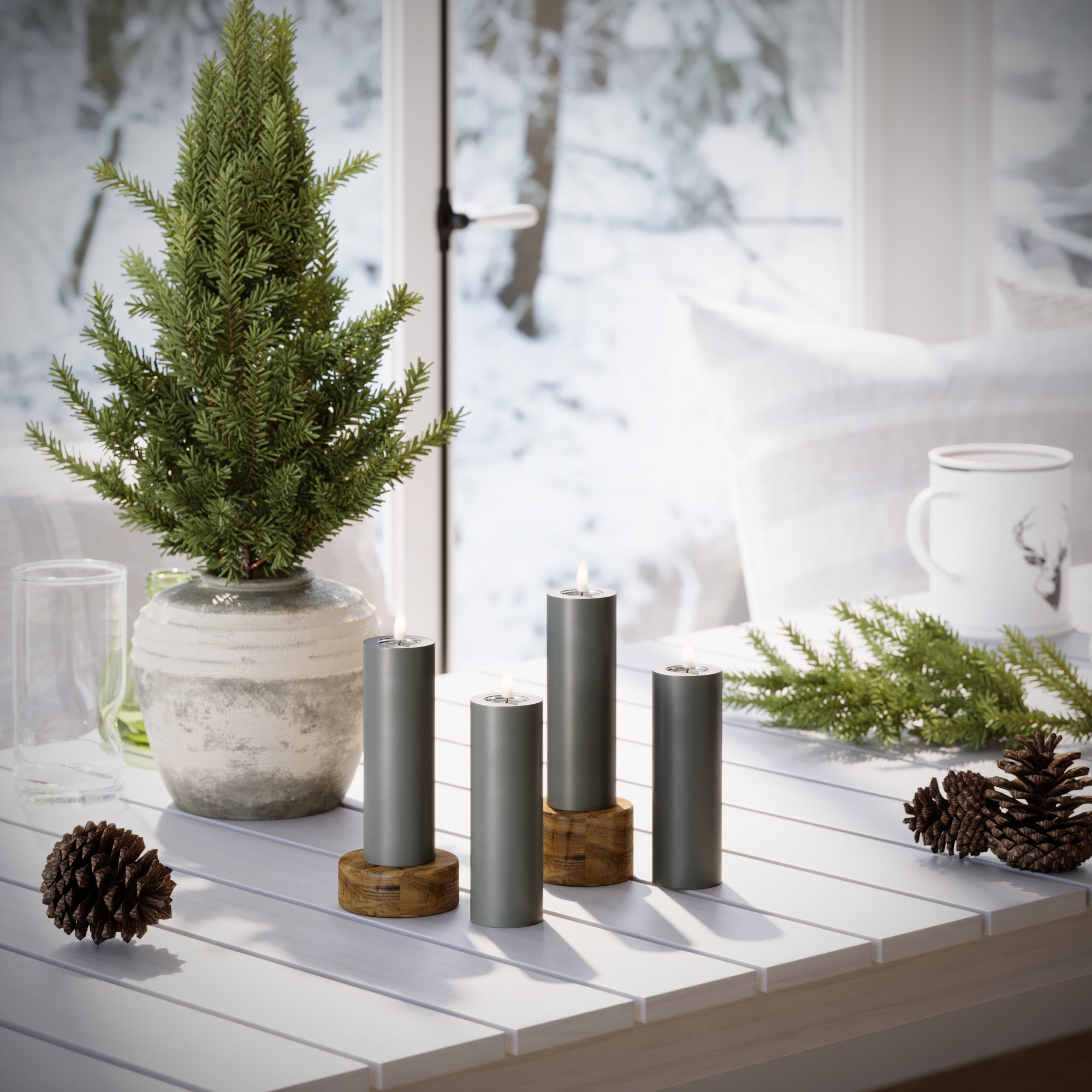 LED Blocklight Ø 5 x 15 cm Szary - 4 szt