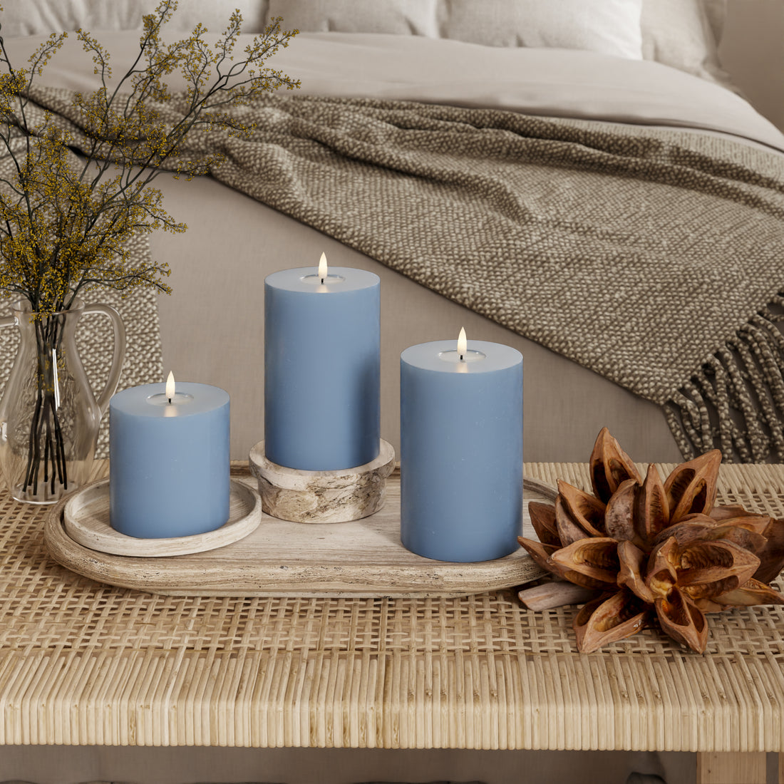 LED Blocklight Ø 10 x 10 + 15 + 20 cm Lodowy niebieski