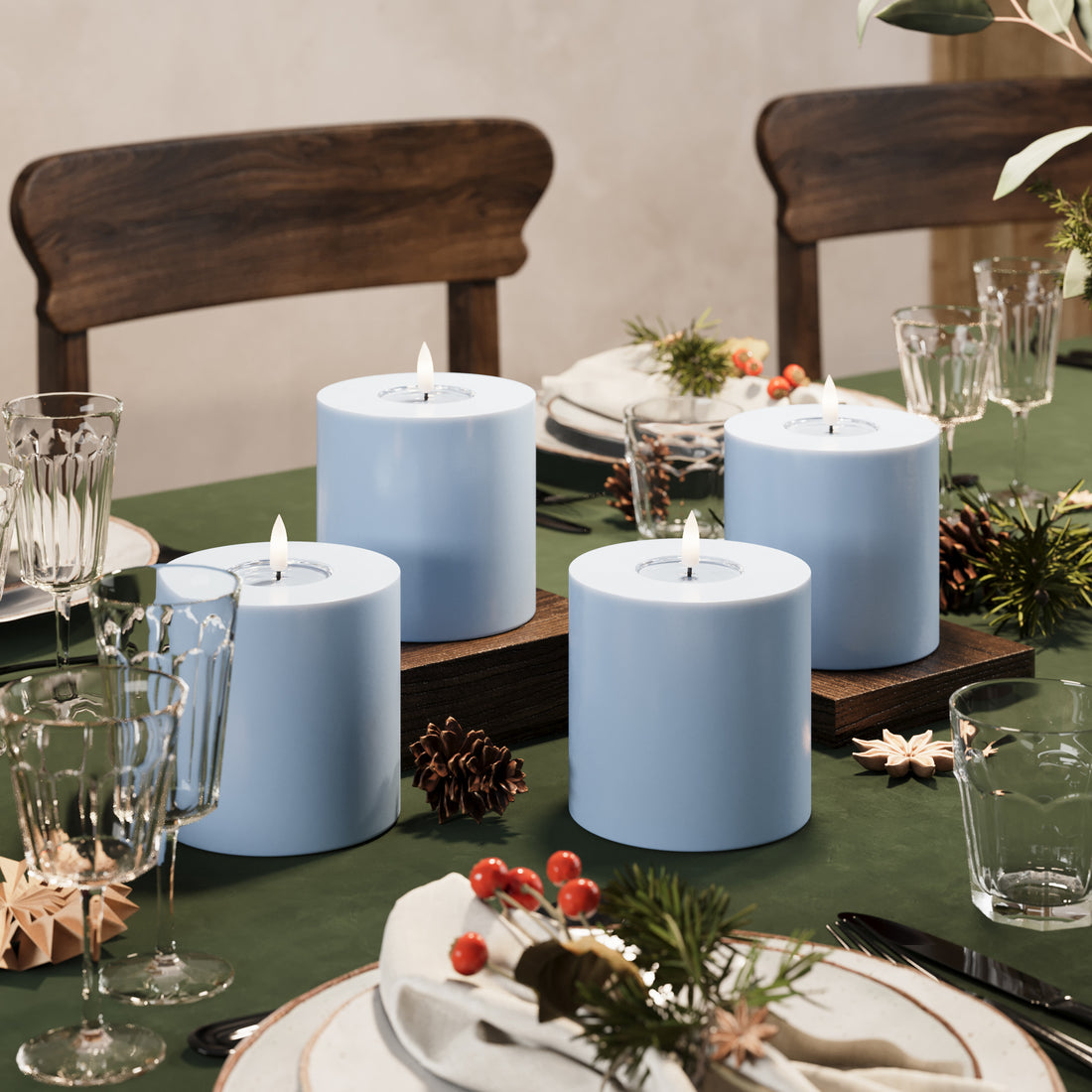 LED Blocklight Ø 10 x 10 cm Lodowy niebieski - 4 szt