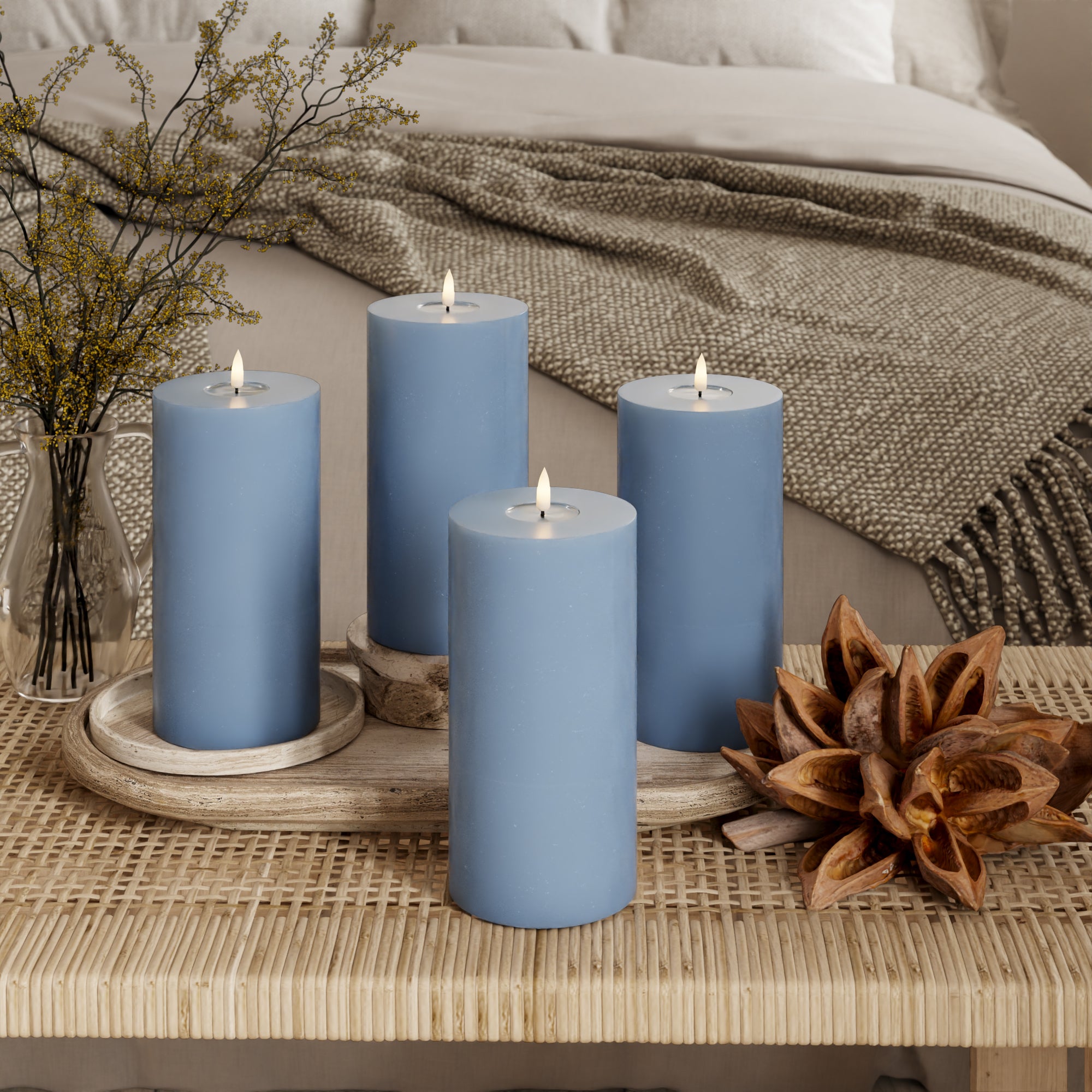 LED Blocklight Ø 10 x 20 cm Isblå - 4 stk