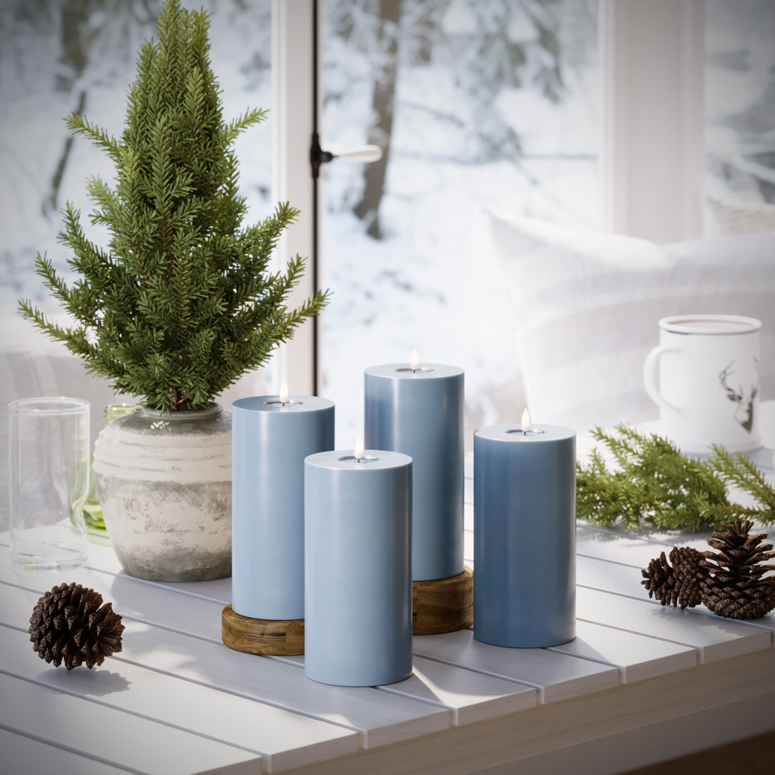 LED Blocklight Ø 10 x 20 cm Lodowy niebieski - 4 szt