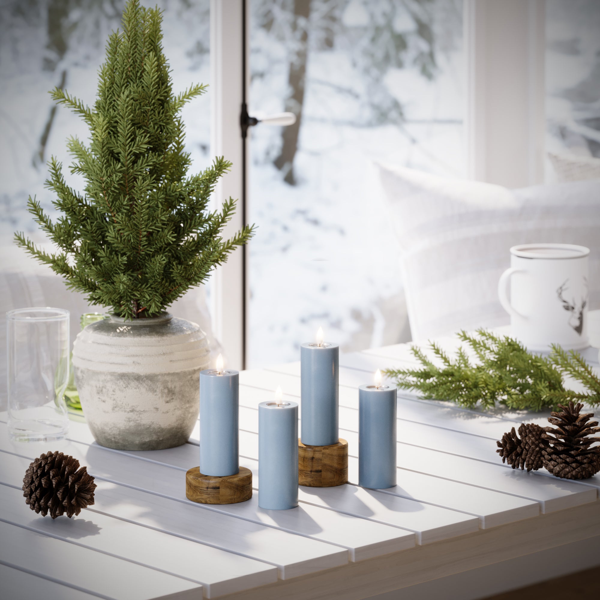 LED Blok świetlny Ø 5 x 12,5 cm Lodowy niebieski - 4 szt