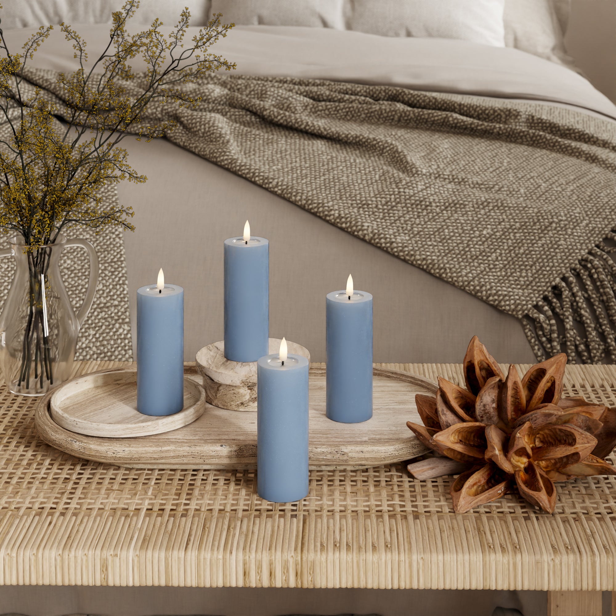 LED Blok świetlny Ø 5 x 12,5 cm Lodowy niebieski - 4 szt