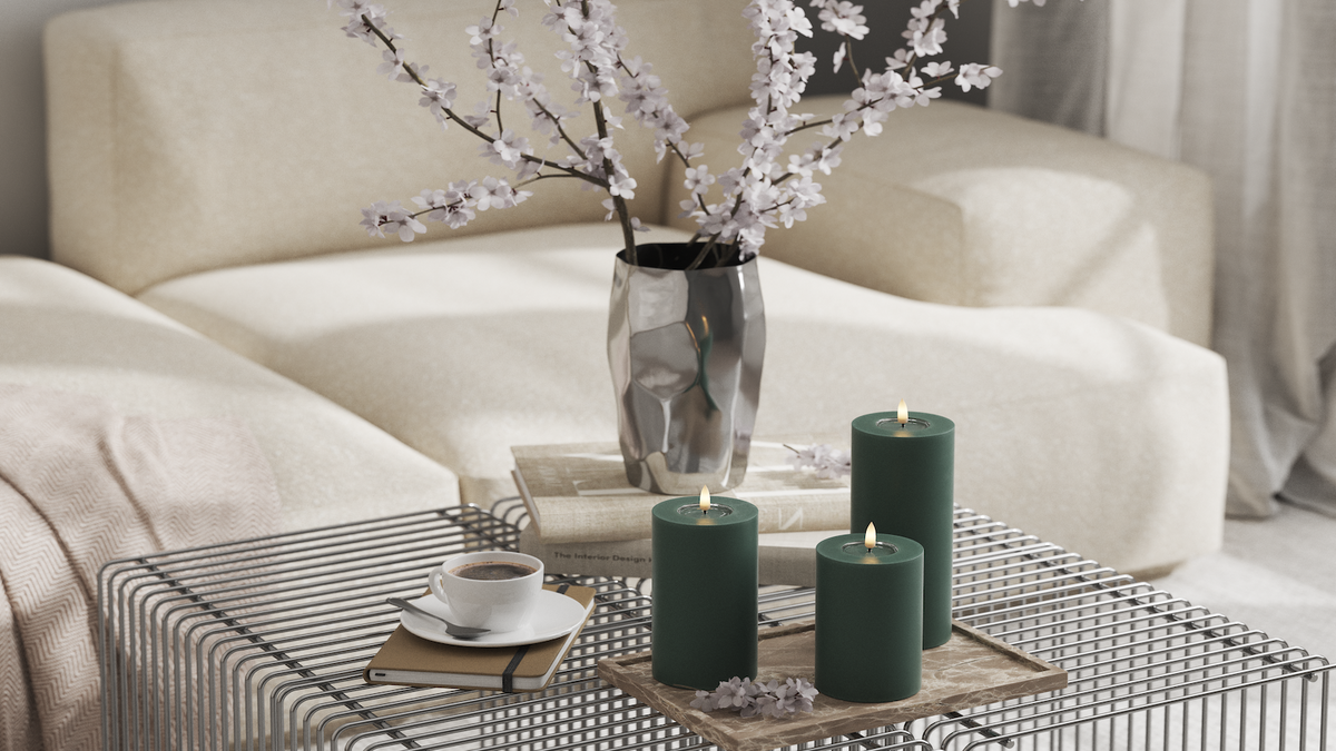 LED Blokker lys med naturtro LED flamme