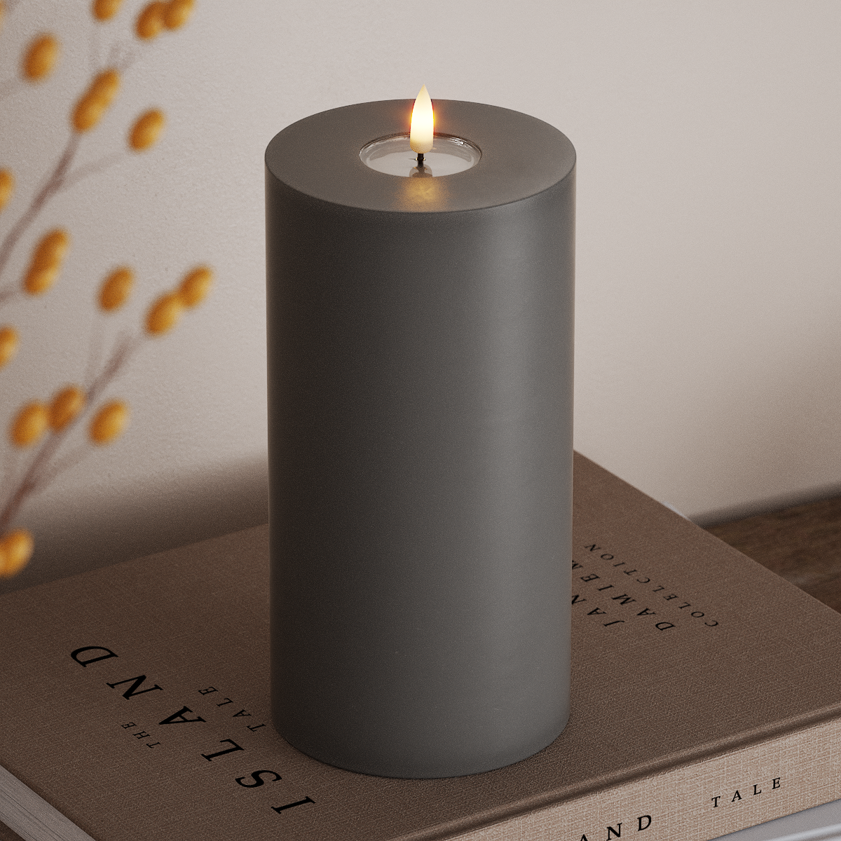 Deluxe Homeart LED Blockljus Ø 10 x 20 cm Grå LED Blockljus 3