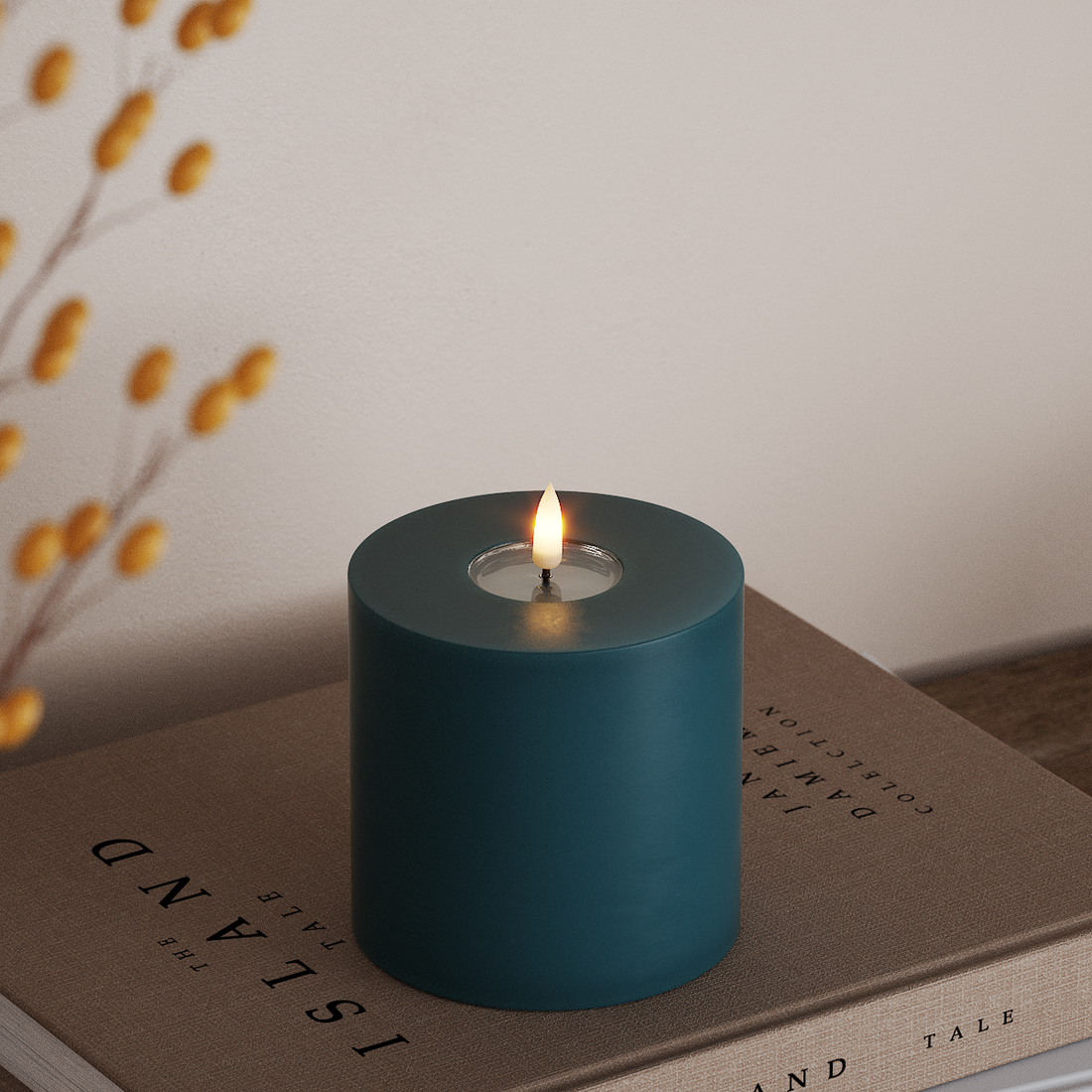 Deluxe Homeart LED Blok świetlny Ø 10 x 10 cm Petrolowy LED blokowanie światła 4