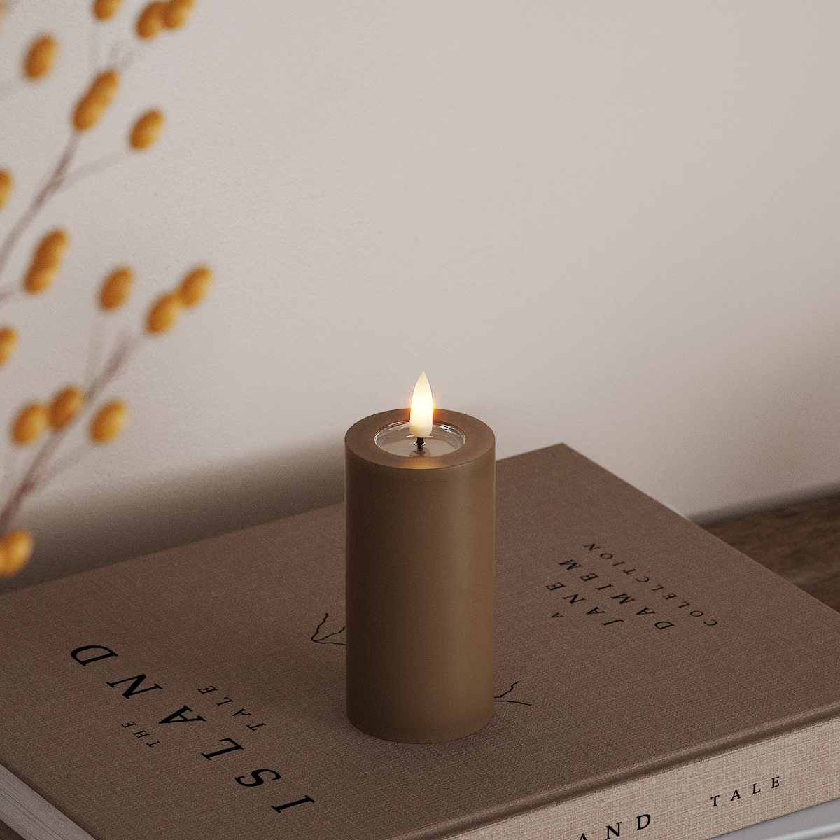 Deluxe Homeart LED Blok świetlny Ø 5 x 10 cm Karmel LED blokowanie światła 3