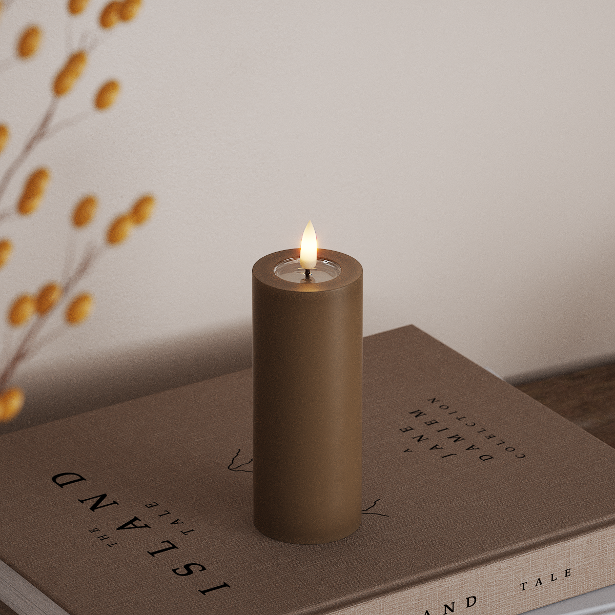 Deluxe Homeart LED Blok świetlny Ø 5 x 12,5 cm Karmel LED blokowanie światła 3