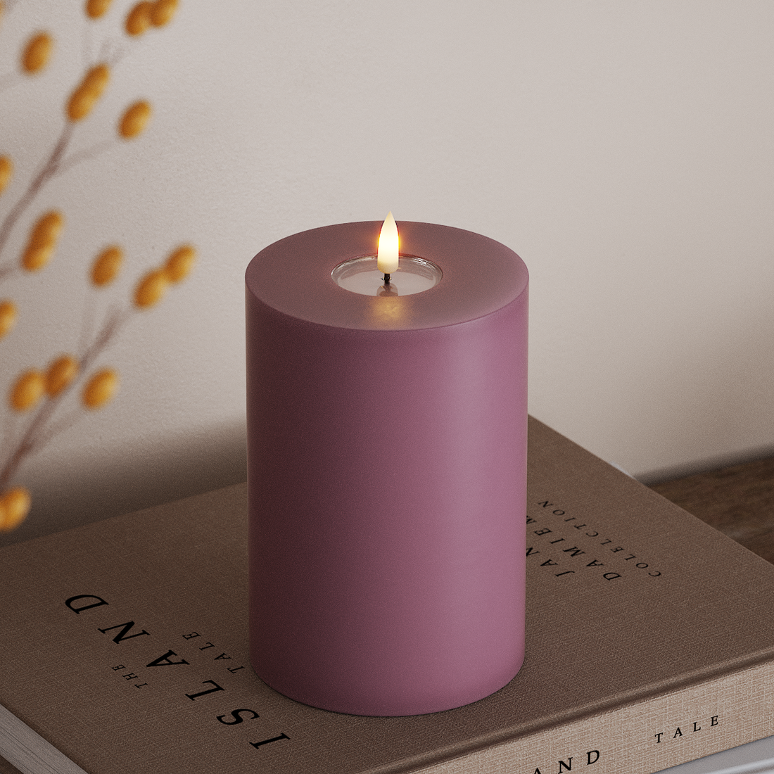 Deluxe Homeart LED Blockljus Ø 10 x 15 cm Ljuslila LED Blockljus 4