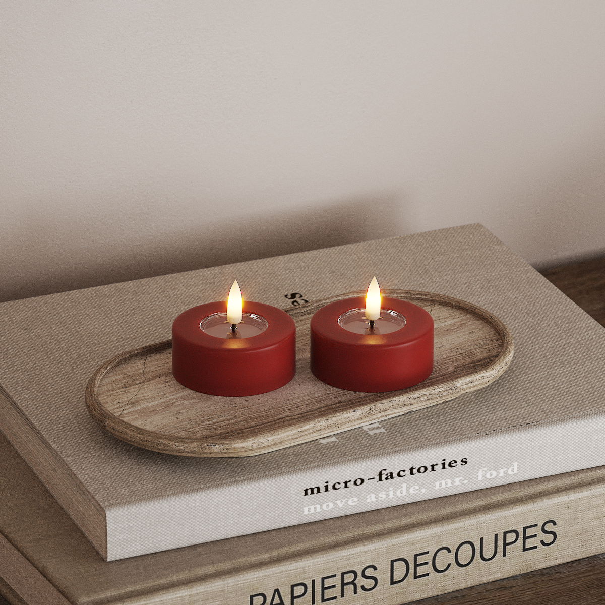 Deluxe Homeart LED Świeczniki Jumbo 2 szt. Duży Czerwony LED duża świeczka na podgrzewacz 3