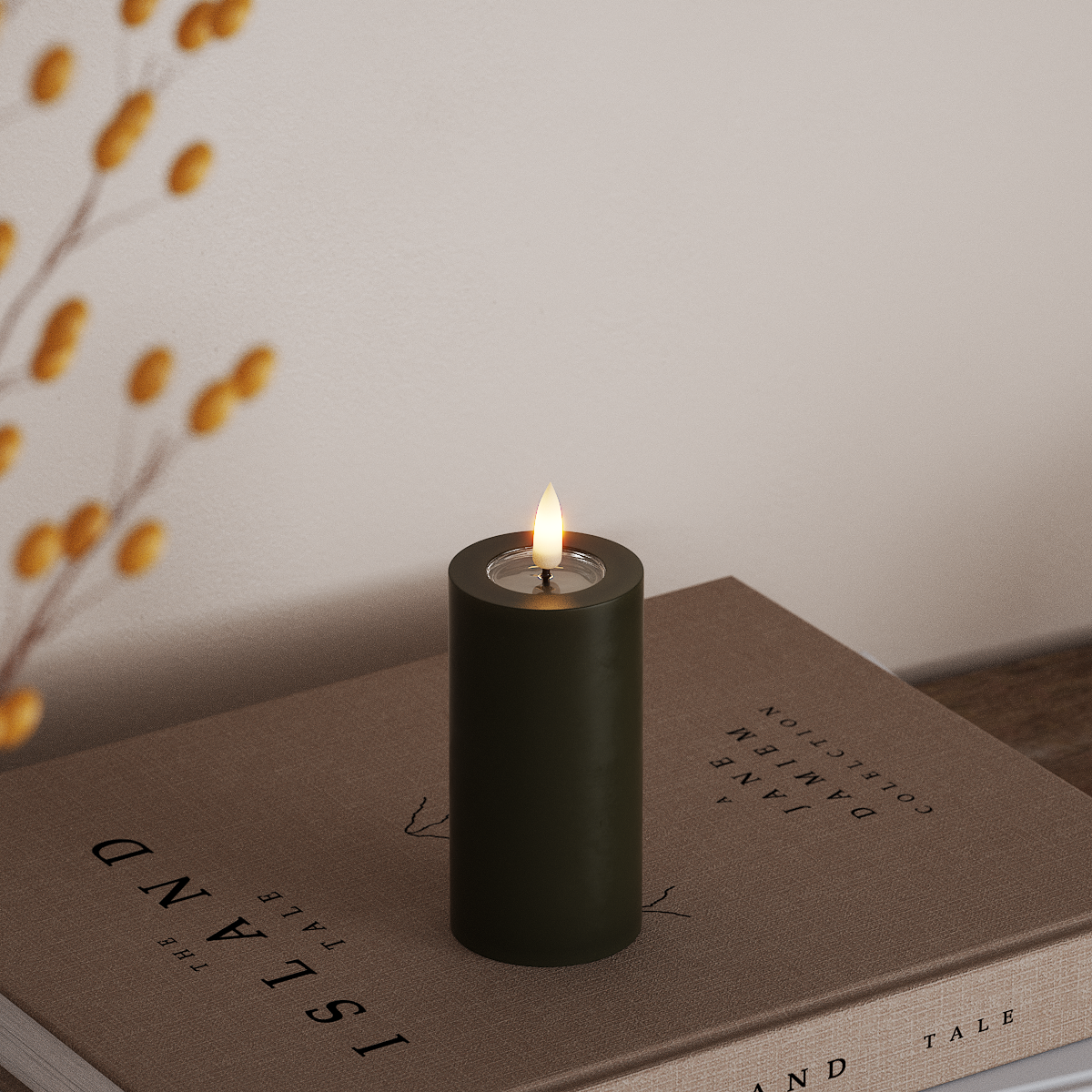 Deluxe Homeart LED Blok świetlny Ø 5 x 10 cm Ciemnozielony LED blokowanie światła 3