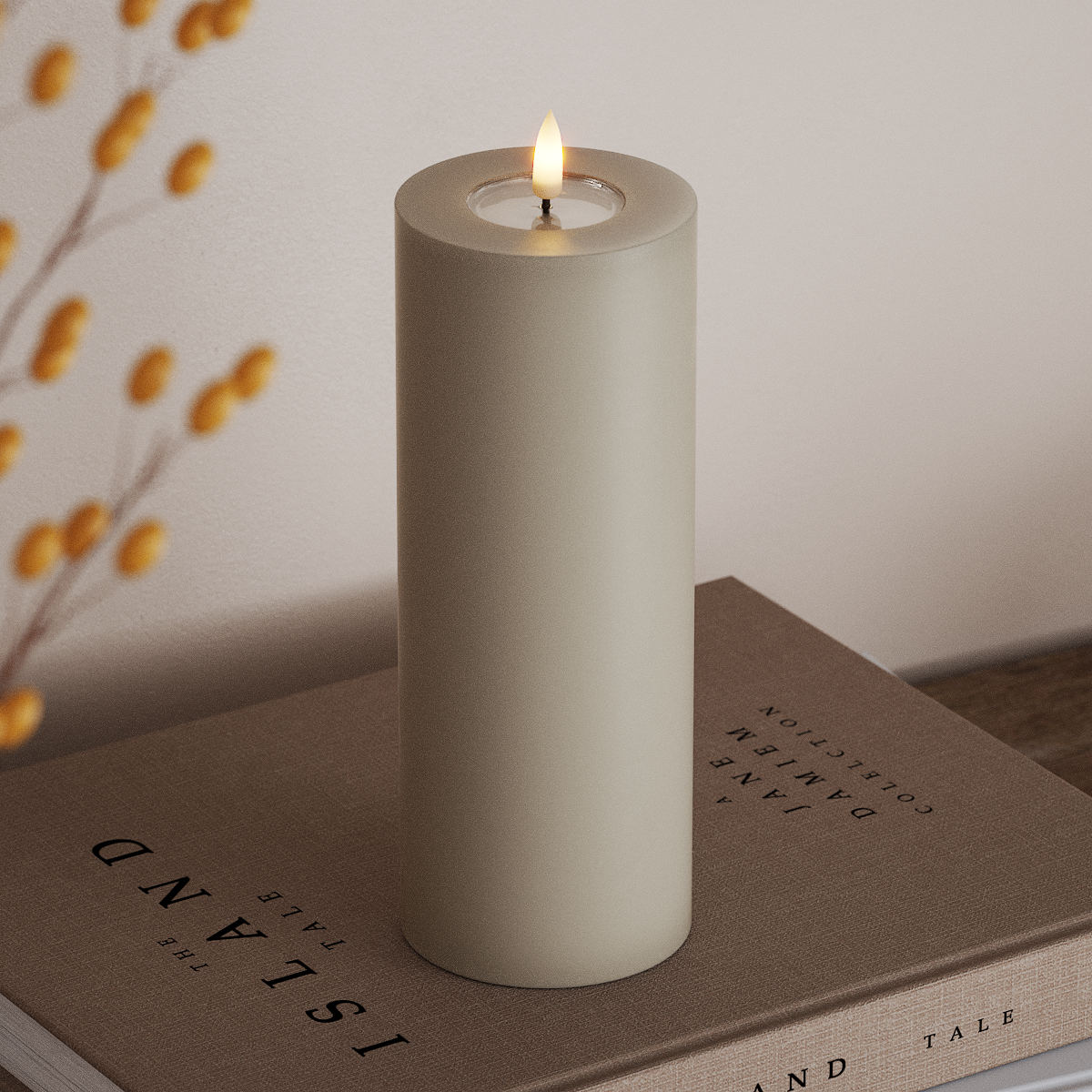 Deluxe Homeart LED Blok świetlny Ø 7,5 x 20 cm Piaskowy LED blokowanie światła 3