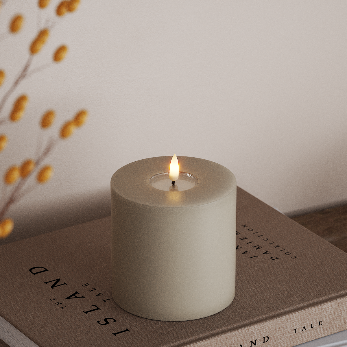 Deluxe Homeart LED Blok świetlny Ø 10 x 10 cm Piaskowy LED blokowanie światła 3