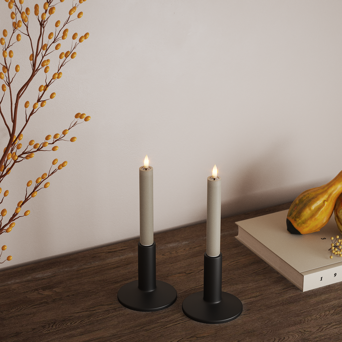 Deluxe Homeart LED Świeca koronowa 2 szt., Ø 2 x 15 cm Piaskowy LED światło korony 3