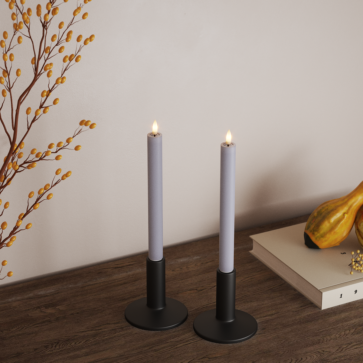 Deluxe Homeart LED Świeca koronowa 2 szt., Ø 2 x 24 cm Przygaszony niebieski LED światło korony 3