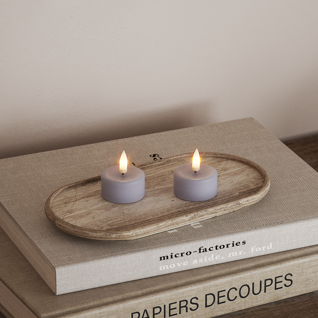 Deluxe Homeart LED Telys 2 stk. Støvet blå LED telys 4