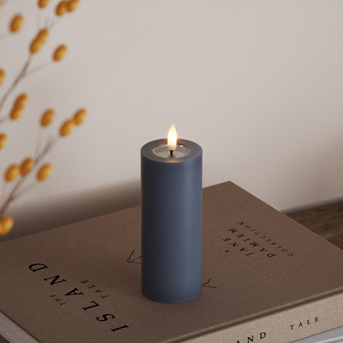 Deluxe Homeart LED Bloklys Ø 5 x 12,5 cm Isblå LED bloklys 3