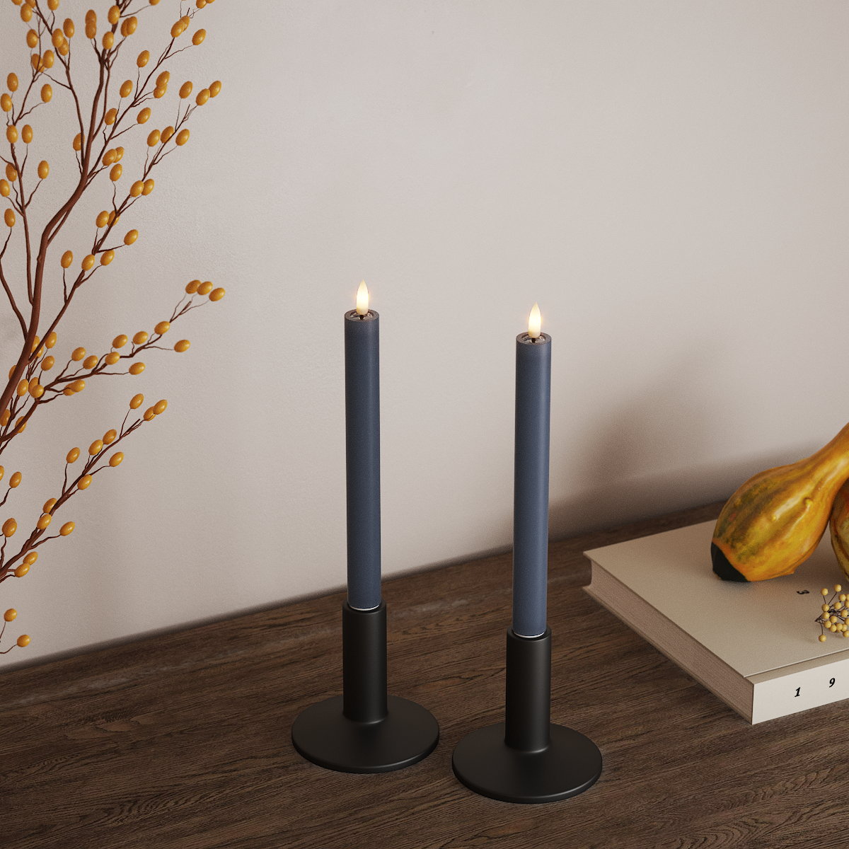 Deluxe Homeart LED Kronelys 2 stk, Ø 2 x 24 cm Isblå LED kronelys 3