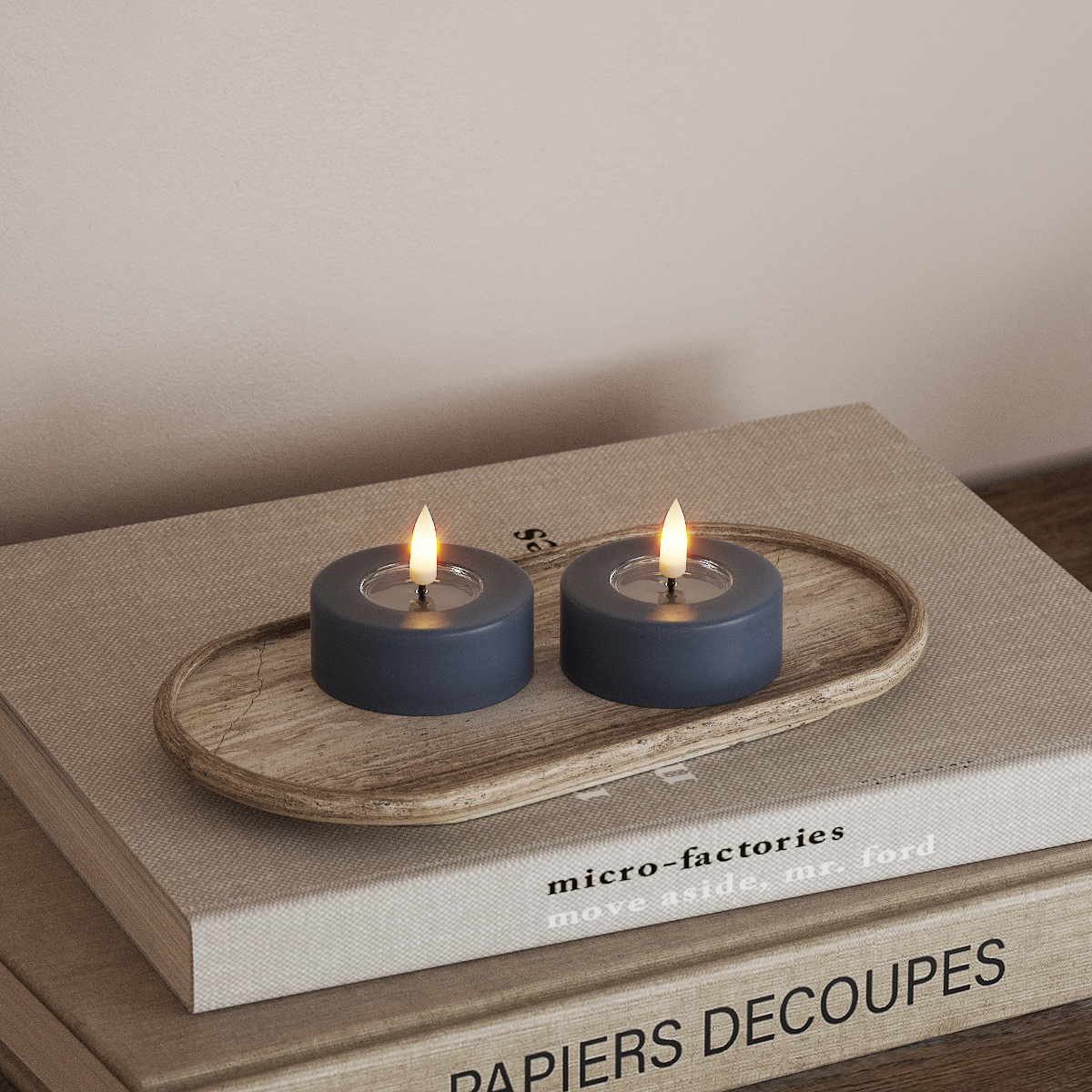 Deluxe Homeart LED Świeczniki Jumbo 2 szt. Duży Lodowy niebieski LED duża świeczka na podgrzewacz 3