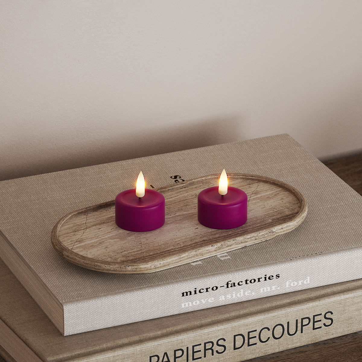 Deluxe Homeart LEDs Vela de chá 2 peças Violeta LEDs Vela de chá 3