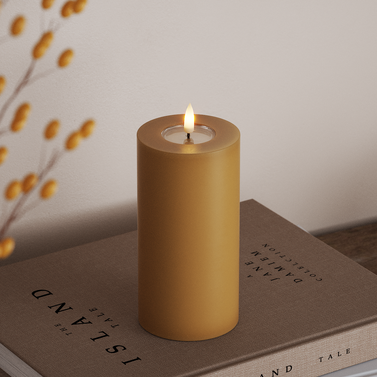 Deluxe Homeart LED Blok świetlny Ø 7,5 x 15 cm Curry LED blokowanie światła 3