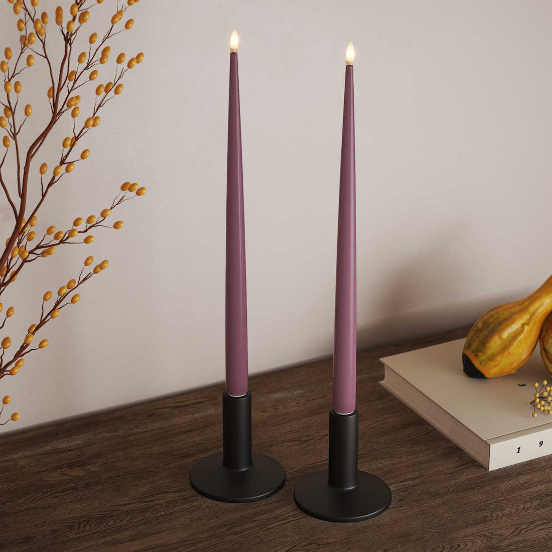 Deluxe Homeart LED světlo na svíčku s lakem, 2 ks 38 cm Světle fialová LED světlo na svíčku 4