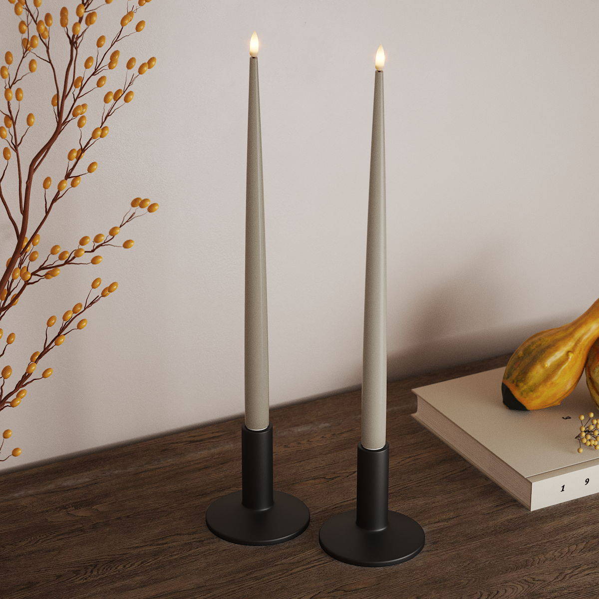 Deluxe Homeart LED Świeca z Lakierem, 2 szt. 38 cm Piaskowy LED światło świecy 3