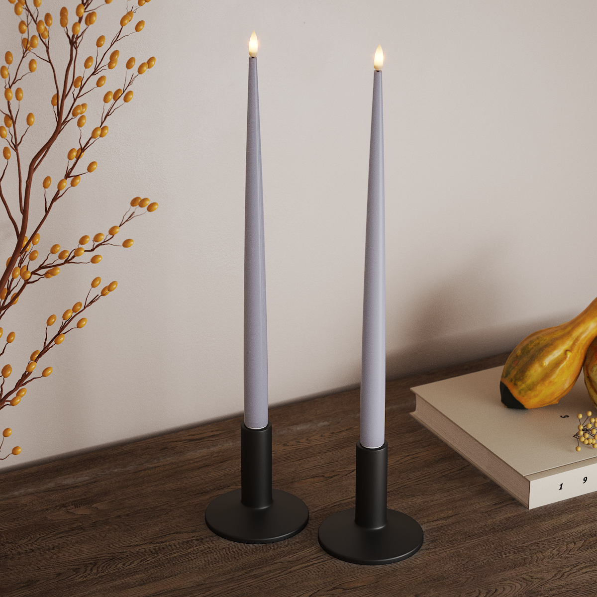 Deluxe Homeart LED Świeca z Lakierem, 2 szt. 38 cm Przygaszony niebieski LED światło świecy 3