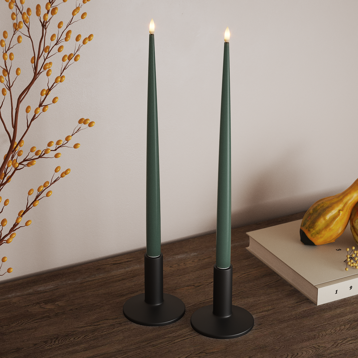 Deluxe Homeart LED Świeca z Lakierem, 2 szt. 38 cm Jadeitowy zielony LED światło świecy 3