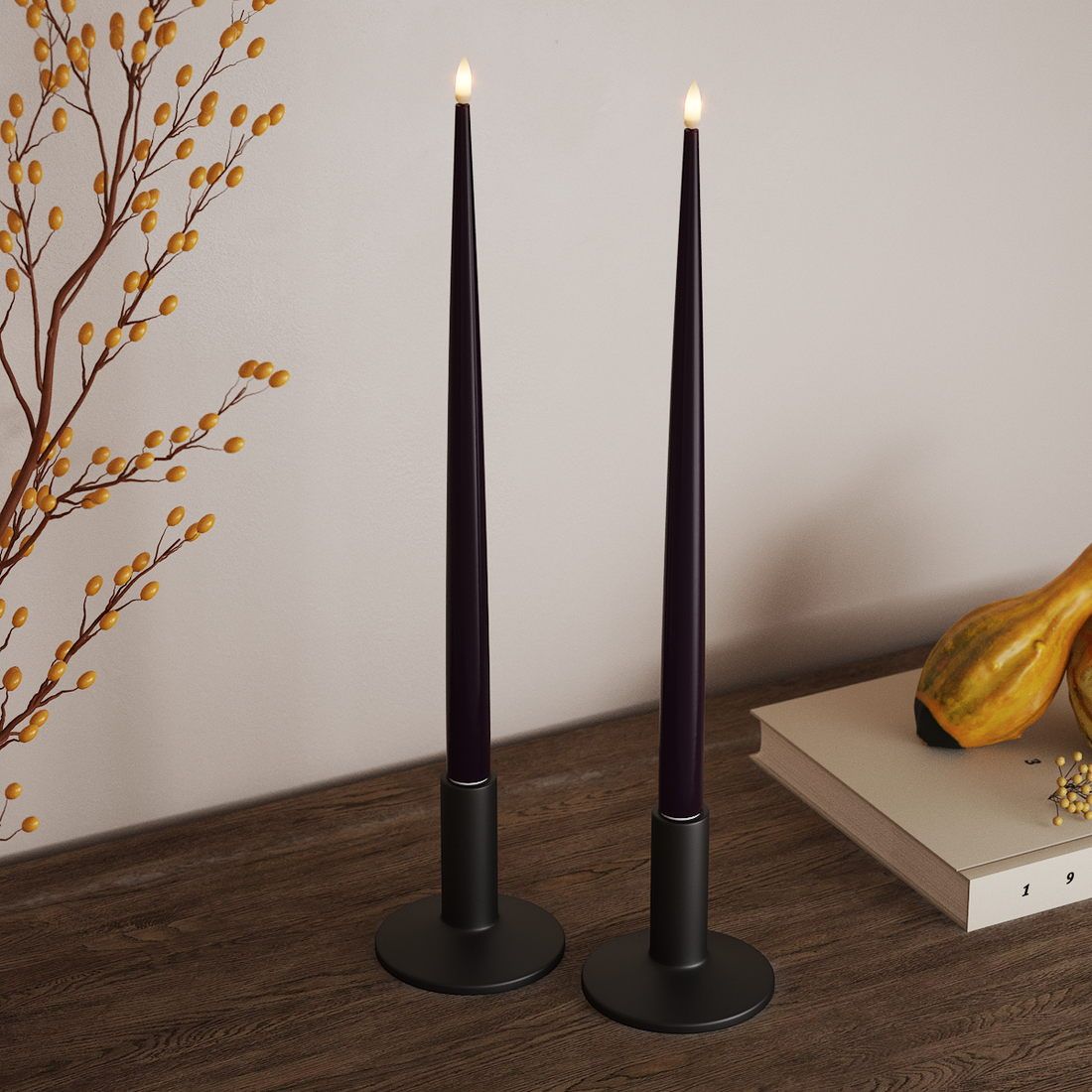 Deluxe Homeart LED světlo na svíčku s lakem, 2 ks 38 cm Tmavě fialová LED světlo na svíčku 4