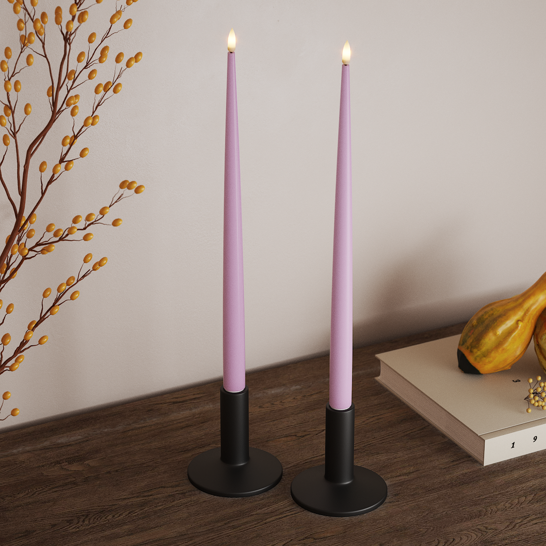 Deluxe Homeart LED světlo na svíčku s lakem, 2 ks 38 cm Levandulová LED světlo na svíčku 4