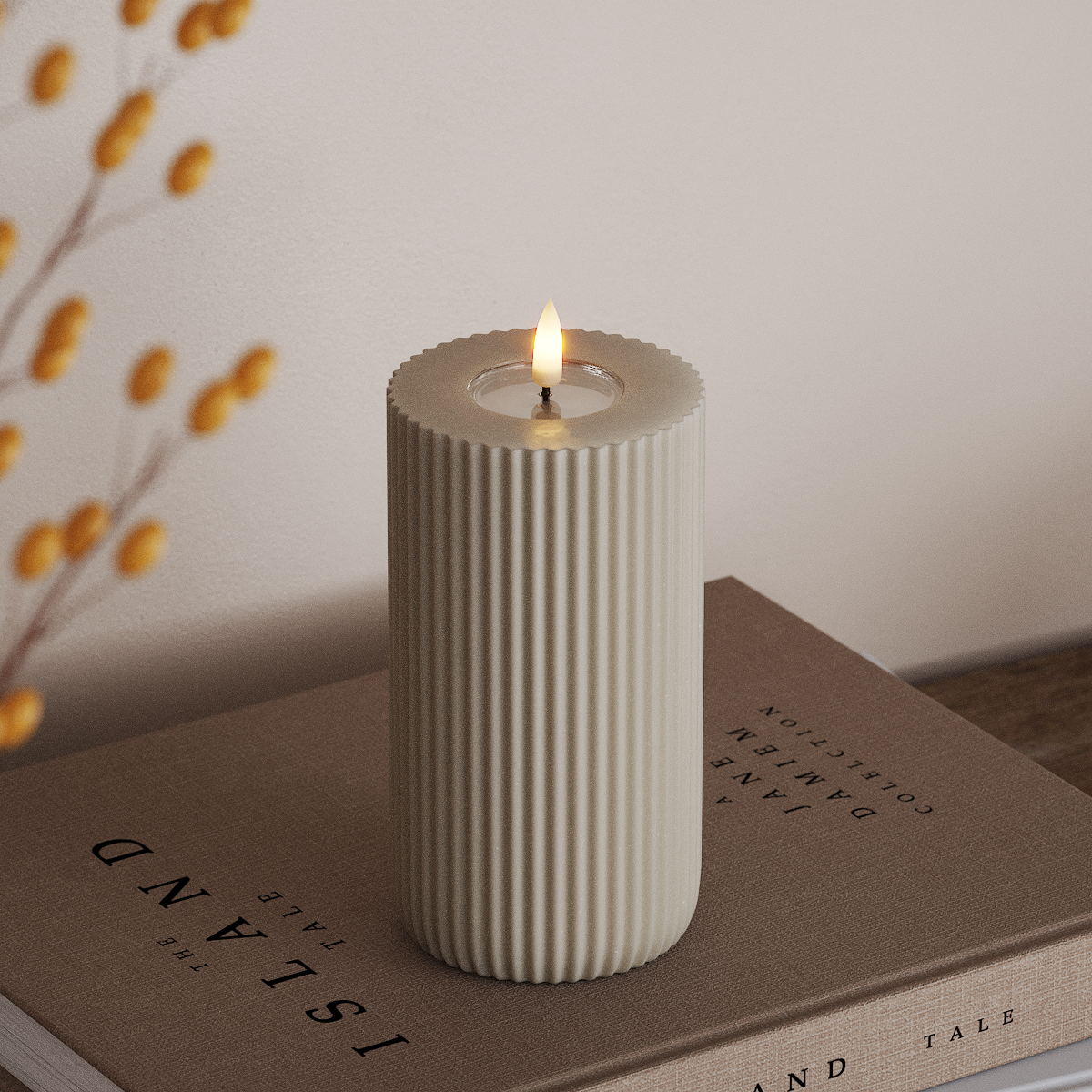 Deluxe Homeart Solid Stripe LED Lampa blokowa Ø 8 x 15 cm Piaskowy LED Kształt 3