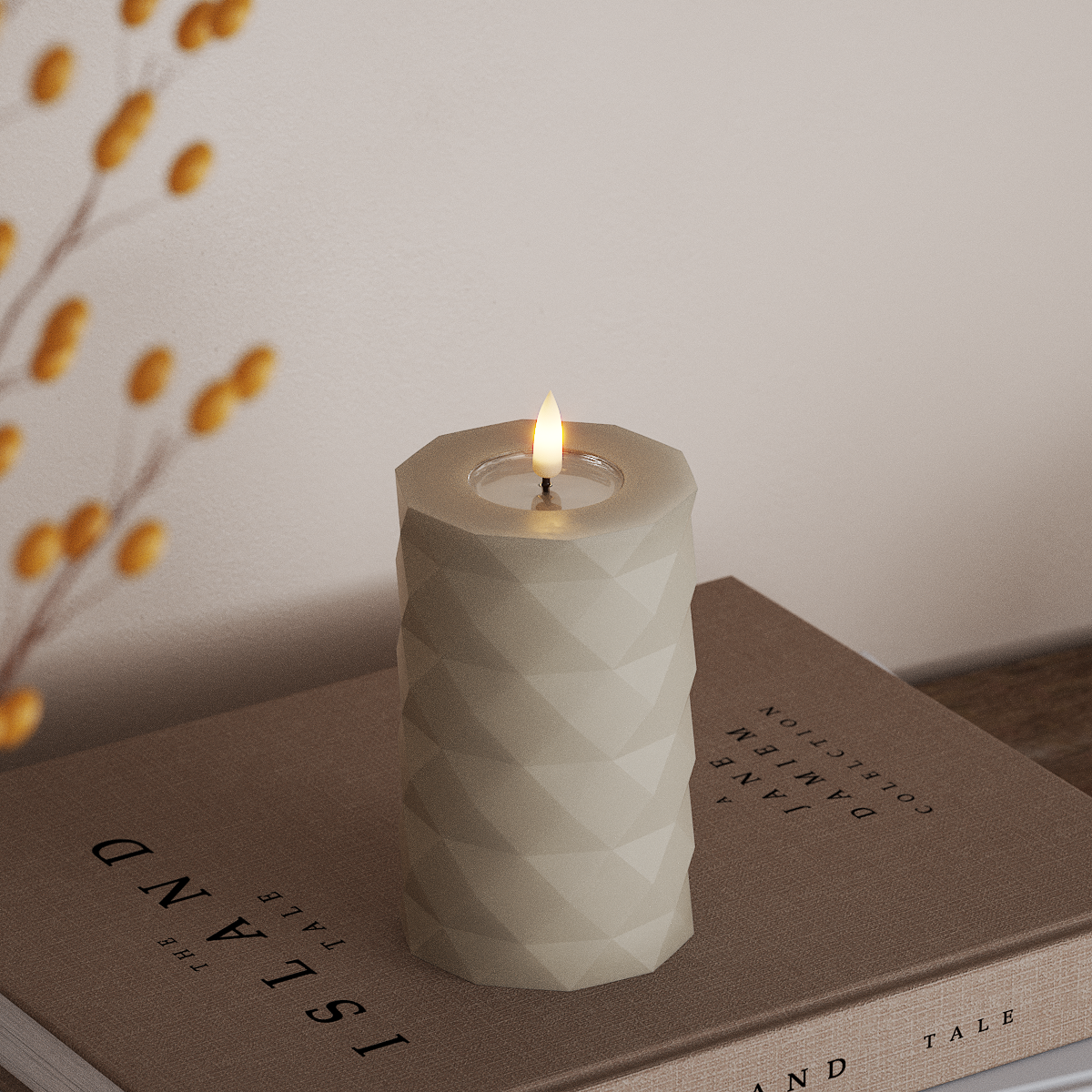 Deluxe Homeart Square LED Blok świetlny Ø 7,5 x 12,5 cm Piaskowy LED Square 3