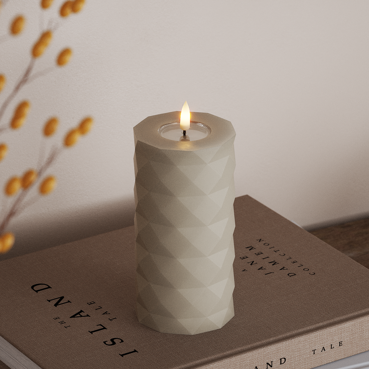 Deluxe Homeart Square LED Blok świetlny Ø 7,5 x 15 cm Piaskowy LED Square 3