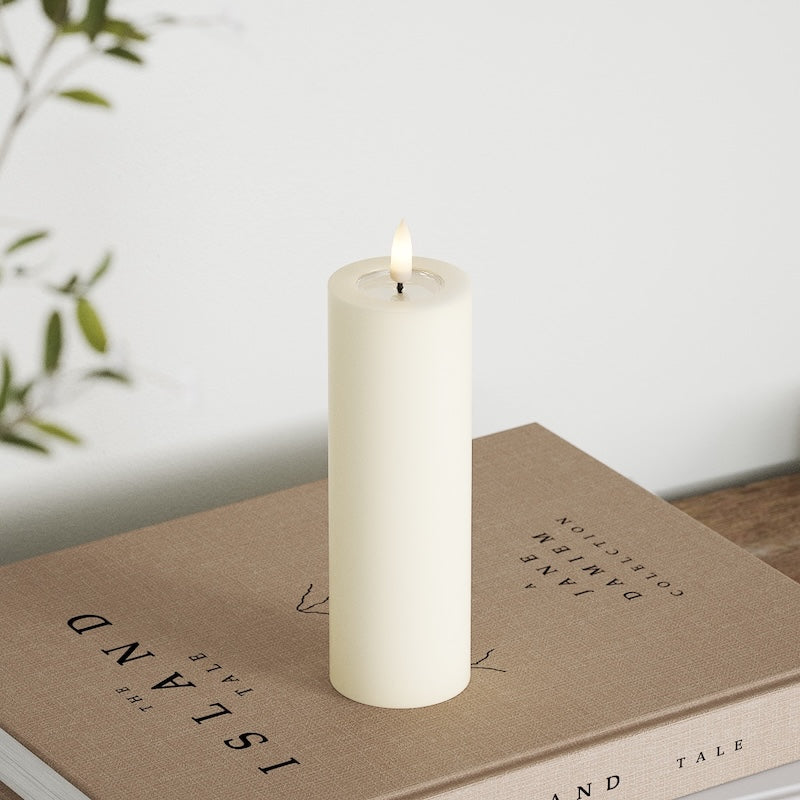 Deluxe Homeart LED Bloklys Ø 5 x 15 cm Cream